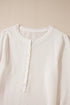 Textured Waffle Knit Long Sleeve Button Front Henley Top