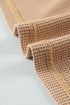 Textured Waffle Knit Long Sleeve Drop Shoulder Top