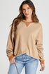 Textured Waffle Knit Long Sleeve Drop Shoulder Top