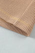Textured Waffle Knit Long Sleeve Drop Shoulder Top
