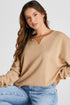 Textured Waffle Knit Long Sleeve Drop Shoulder Top