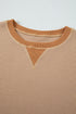 Textured Waffle Knit Long Sleeve Drop Shoulder Top
