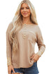 Textured Waffle Knit Long Sleeve Henley Tunic Top