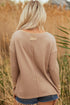 Textured Waffle Knit Long Sleeve Henley Tunic Top