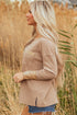 Textured Waffle Knit Long Sleeve Henley Tunic Top