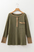 Textured Waffle Knit Long Sleeve Henley Tunic Top