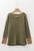 Textured Waffle Knit Long Sleeve Henley Tunic Top