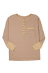 Textured Waffle Knit Long Sleeve Henley Tunic Top