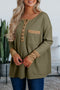 Textured Waffle Knit Long Sleeve Henley Tunic Top