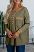 Textured Waffle Knit Long Sleeve Henley Tunic Top