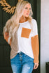 Textured Waffle Knit Long Sleeve Mixed Pattern Pocket Top