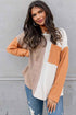 Textured Waffle Knit Long Sleeve Mixed Pattern Pocket Top