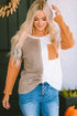 Textured Waffle Knit Long Sleeve Mixed Pattern Pocket Top