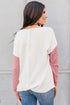 Textured Waffle Knit Long Sleeve Mixed Pattern Pocket Top