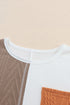 Textured Waffle Knit Long Sleeve Mixed Pattern Pocket Top