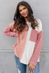 Textured Waffle Knit Long Sleeve Mixed Pattern Pocket Top