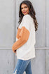 Textured Waffle Knit Long Sleeve Mixed Pattern Pocket Top