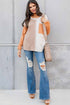 Textured Waffle Knit Long Sleeve Mixed Pattern Pocket Top