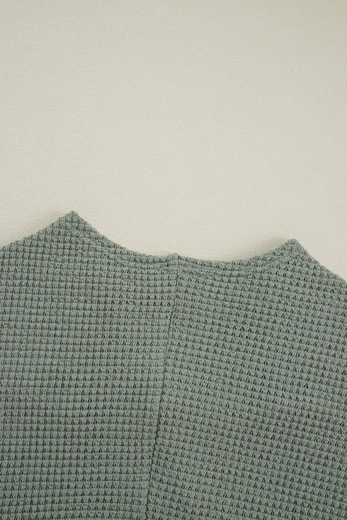 Textured Waffle Knit Open Front Pocketed Cardigan