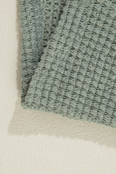 Textured Waffle Knit Open Front Pocketed Cardigan