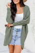 Textured Waffle Knit Open Front Pocketed Cardigan