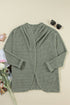 Textured Waffle Knit Open Front Pocketed Cardigan