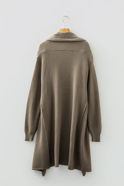 Textured Waffle Knit Open Front Relaxed Layering Cardigan