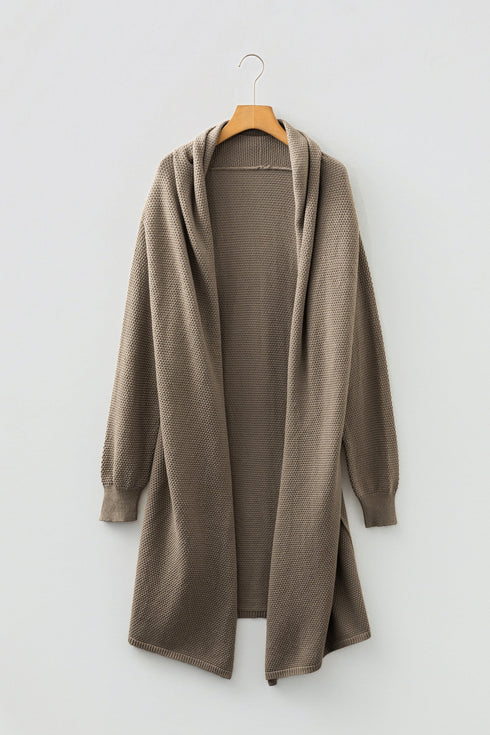 Textured Waffle Knit Open Front Relaxed Layering Cardigan