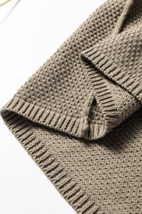 Textured Waffle Knit Open Front Relaxed Layering Cardigan