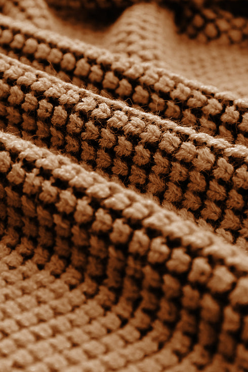 Textured Waffle Knit Open Front Slouchy Cardigan