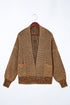 Textured Waffle Knit Open Front Slouchy Cardigan