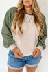 Textured Waffle Knit Patchwork Casual Long Sleeve Top