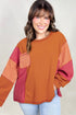 Textured Waffle Knit Patchwork Chest Pocket Long Sleeve Top