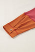 Textured Waffle Knit Patchwork Chest Pocket Long Sleeve Top