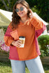 Textured Waffle Knit Patchwork Chest Pocket Long Sleeve Top