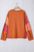Textured Waffle Knit Patchwork Chest Pocket Long Sleeve Top