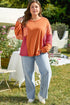 Textured Waffle Knit Patchwork Chest Pocket Long Sleeve Top