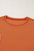 Textured Waffle Knit Patchwork Chest Pocket Long Sleeve Top