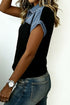Textured Waffle Knit Patchwork Color Block Button Down Shirt
