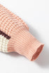 Textured Waffle Knit Patchwork Drawstring Hooded Sweater