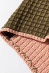 Textured Waffle Knit Patchwork Drawstring Hooded Sweater