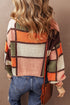 Textured Waffle Knit Patchwork Drawstring Hooded Sweater