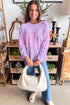 Textured Waffle Knit Patchwork Long Sleeve Thermal Top