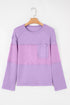 Textured Waffle Knit Patchwork Long Sleeve Thermal Top