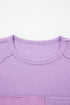 Textured Waffle Knit Patchwork Long Sleeve Thermal Top