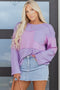 Textured Waffle Knit Patchwork Long Sleeve Thermal Top