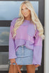 Textured Waffle Knit Patchwork Long Sleeve Thermal Top