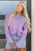 Textured Waffle Knit Patchwork Long Sleeve Thermal Top
