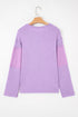 Textured Waffle Knit Patchwork Long Sleeve Thermal Top