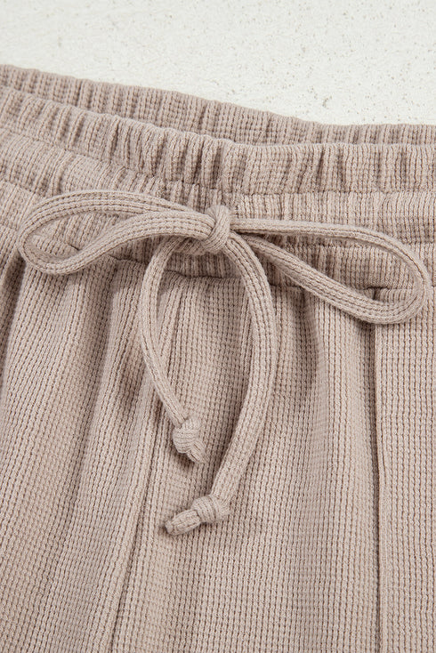 Textured Waffle Knit Patchwork Two Piece Short Set